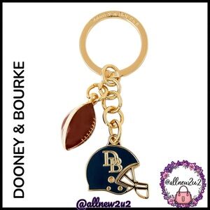 New Dooney & Bourke Key Fob Keychain Blue Helmet and Brown Football Gold Hdw